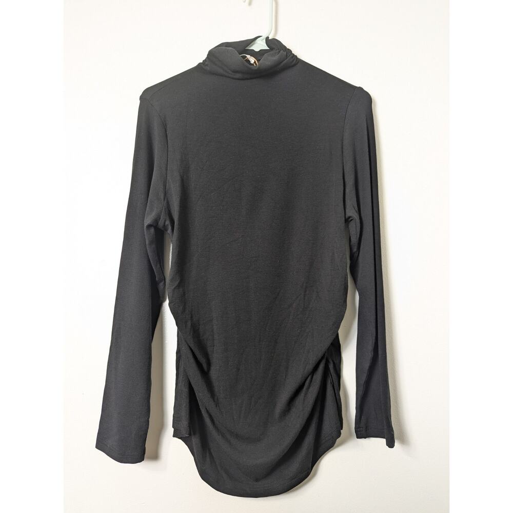 OGL Move Black Ruched Turtleneck Top Size XL Cashmere Blend Stretch NEW